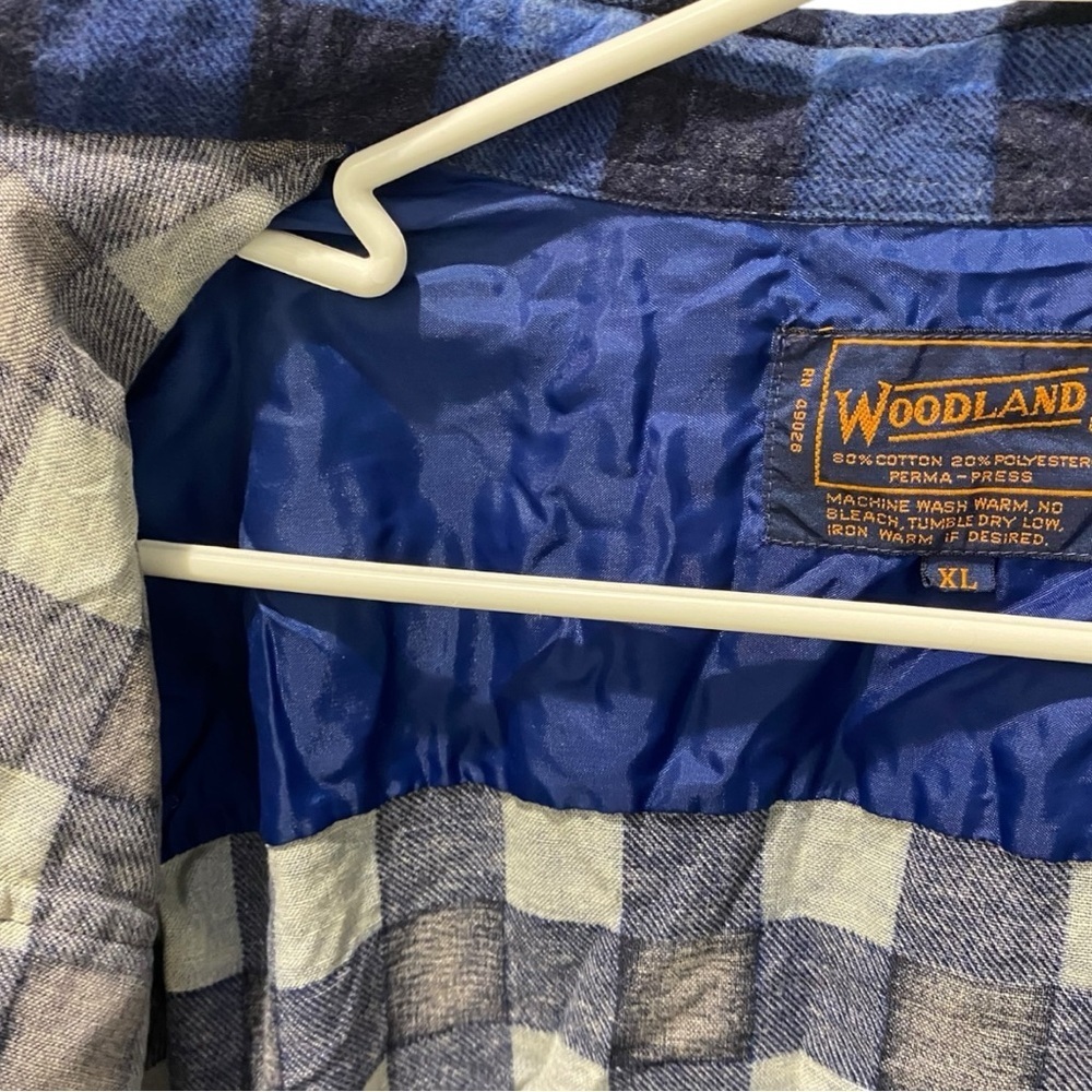 WOODLAND Mens Vintage Blue Plaid Flannel Shirt Shacket Size XL vintage flannel - Picture 5 of 6